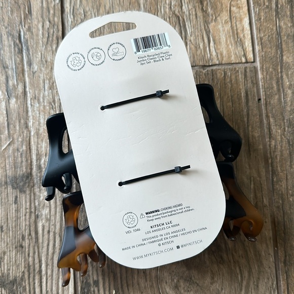 Kitsch Jumbo Classic hair claw clips black & tort 2pc NWT - Picture 3 of 3